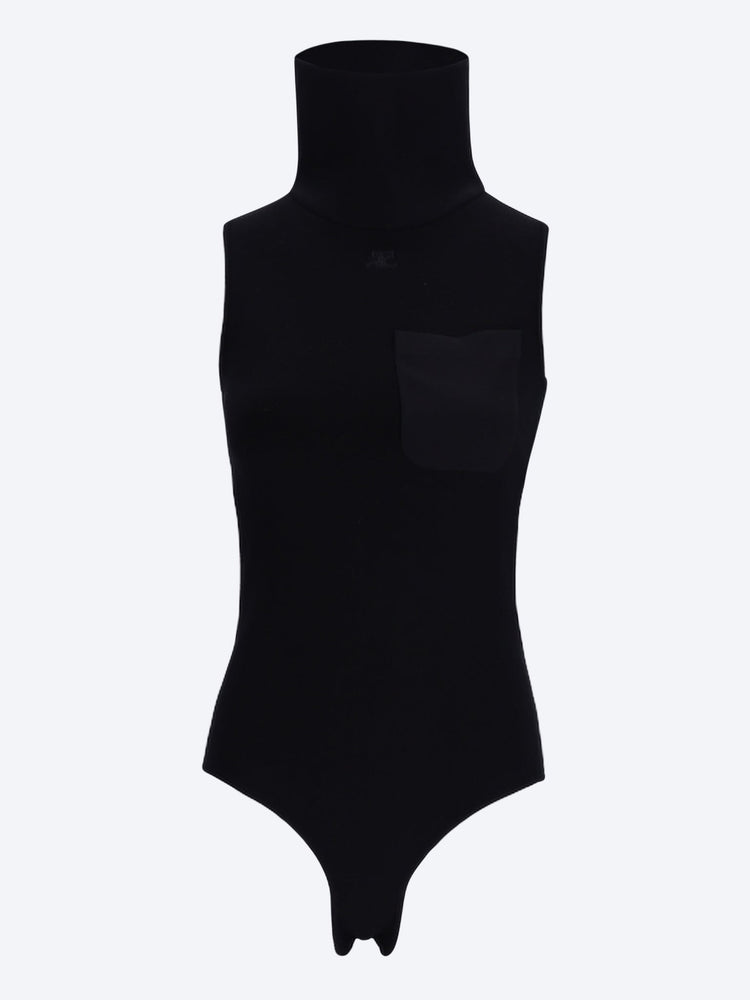Cut-out high collar knit top 1