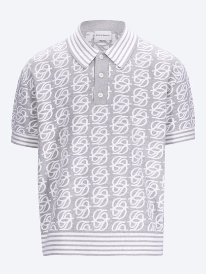 D mirror monogram knit polo