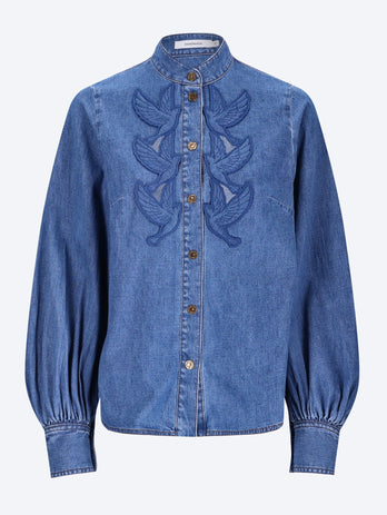 Denim applique shirt