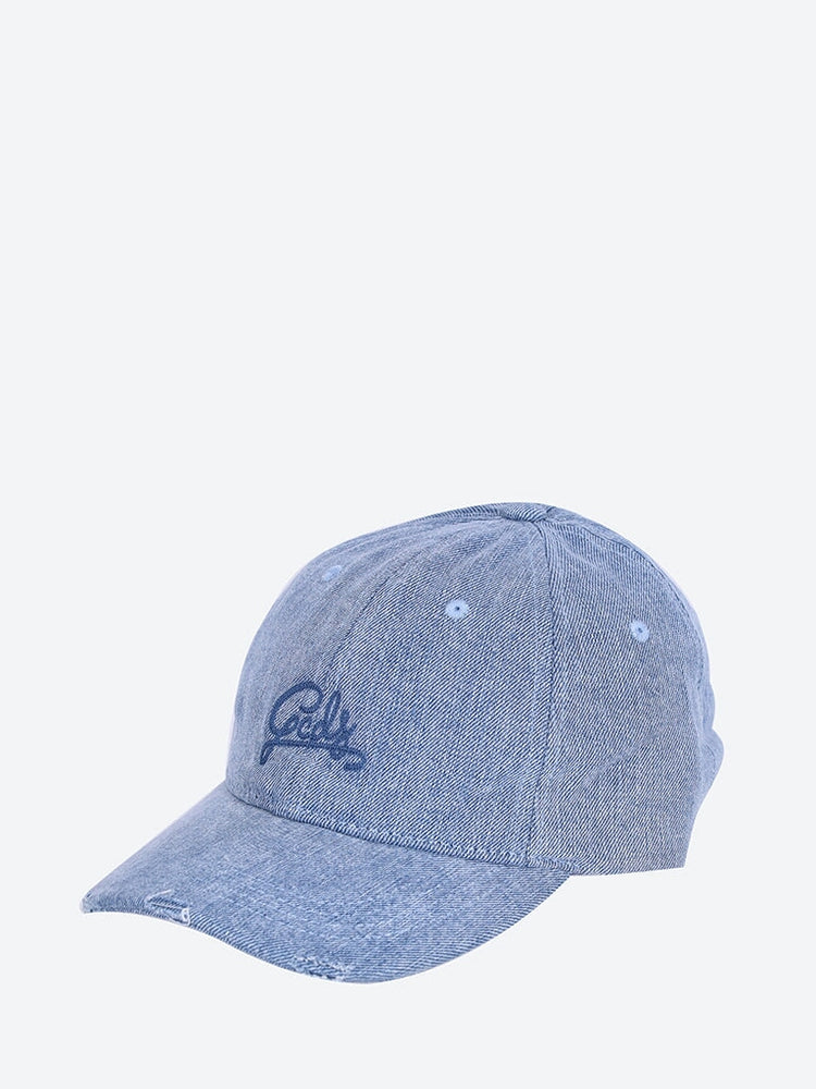 Denim embroidered logo baseball cap 2