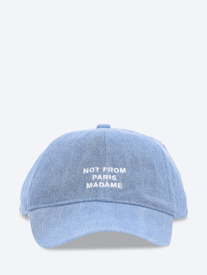 Denim slogan cap
