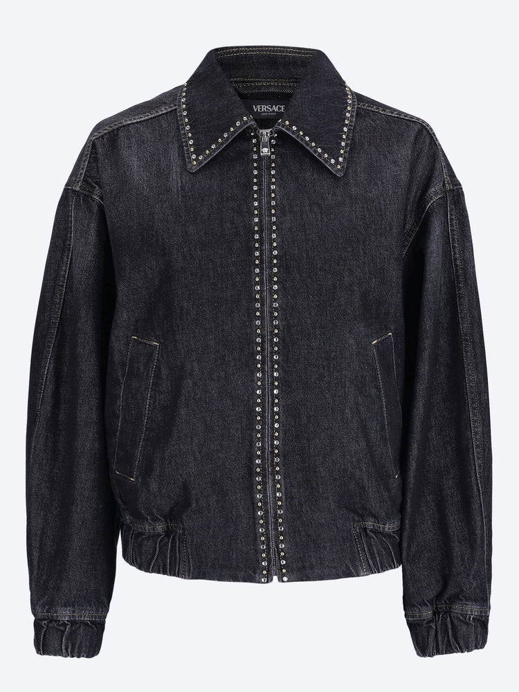 Denim stone washed studs jacket 1