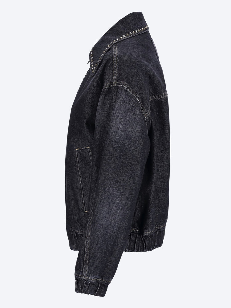 Denim stone washed studs jacket 2