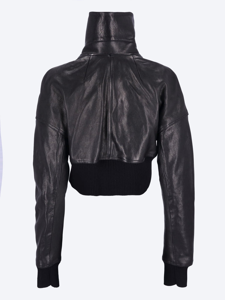 Dracucollar cropped leather jacket 3
