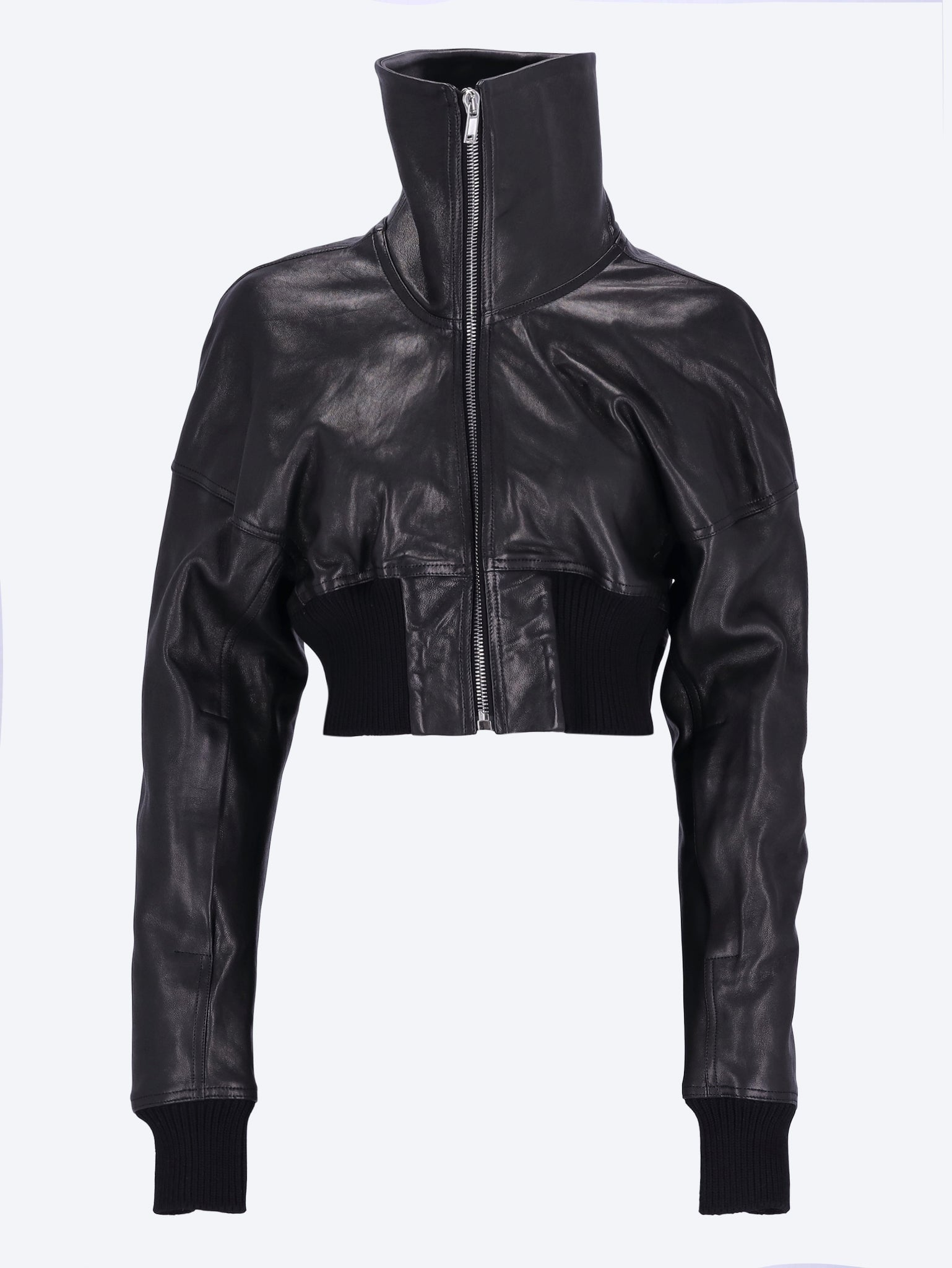 Dracucollar cropped leather jacket 1