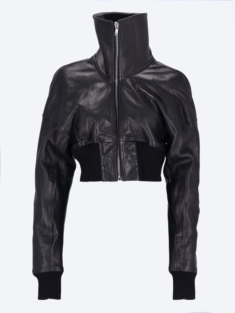 Dracucollar cropped leather jacket 1