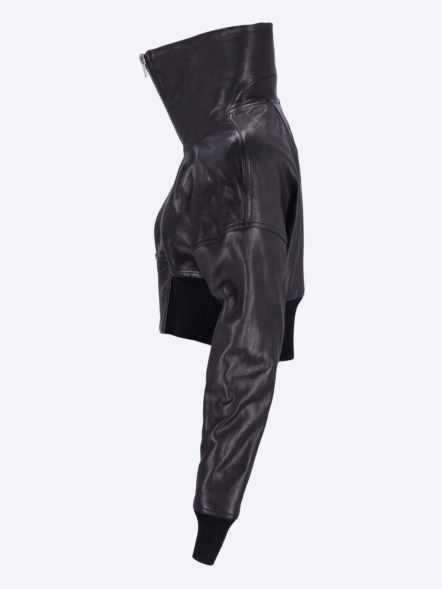 Dracucollar cropped leather jacket 2