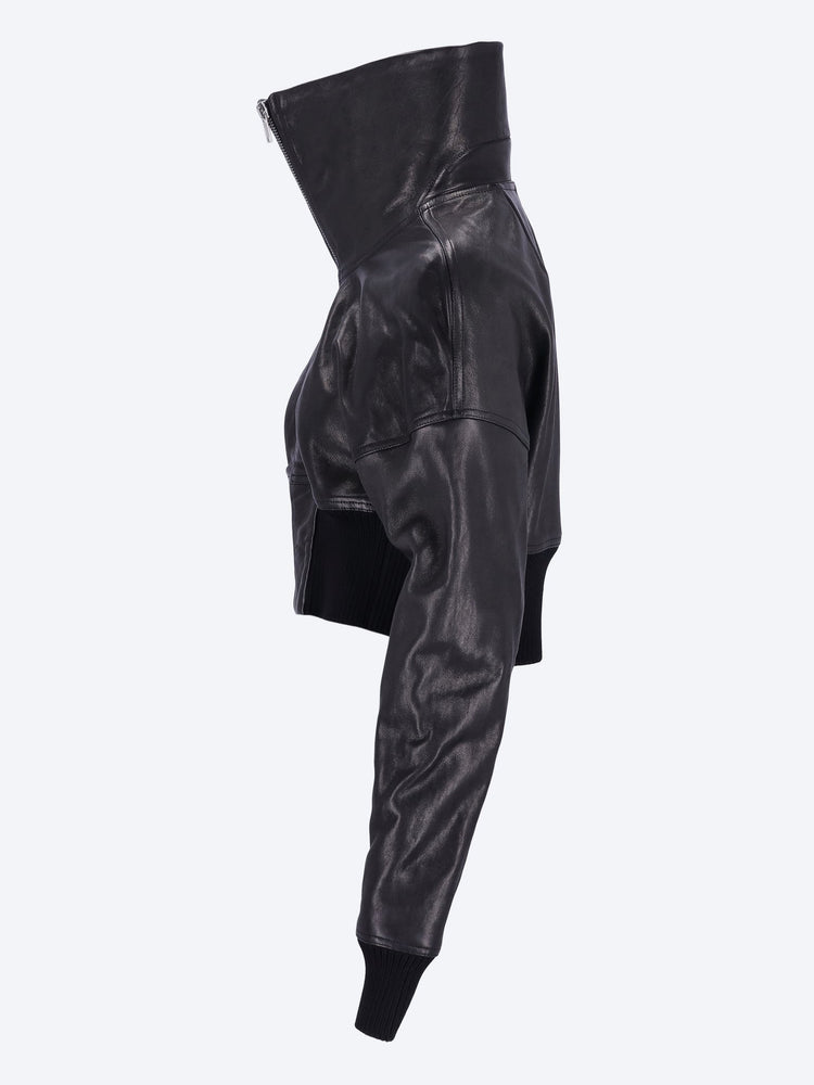 Dracucollar cropped leather jacket 2