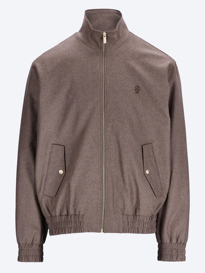 Embroidered flannel track jacket