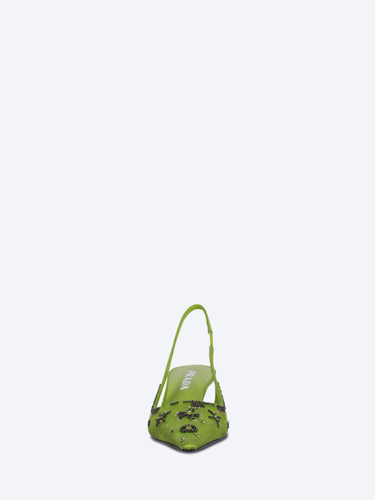 Embroidered saton slingback pumps 3