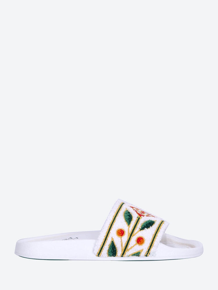 Embroidered terry slides 1