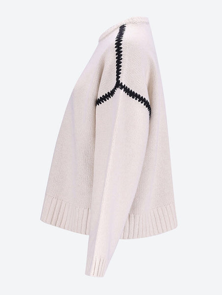 Embroidered wool cashmere sweater