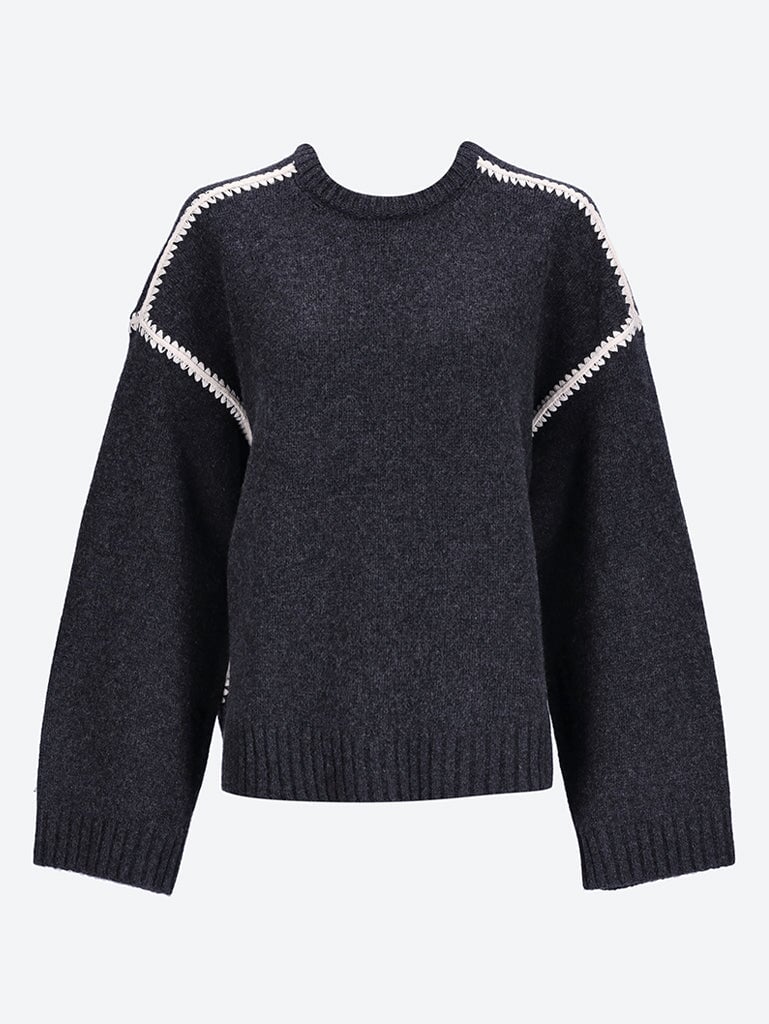 Embroidered wool cashmere sweater 1
