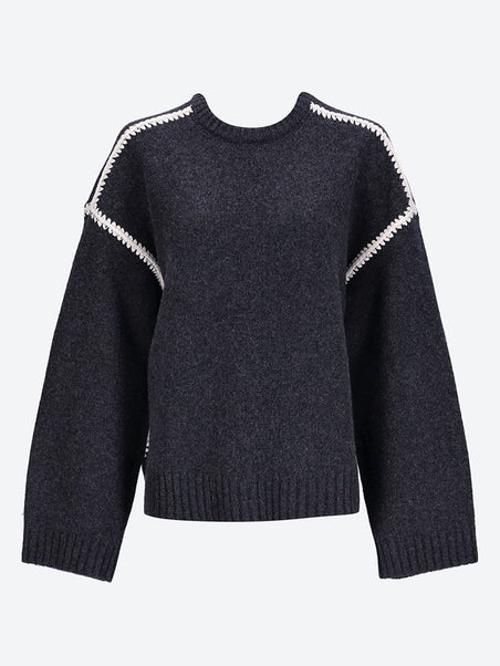 Embroidered wool cashmere sweater