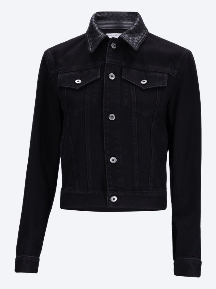 Ausgebleichte schwarze Jeansjacke 1