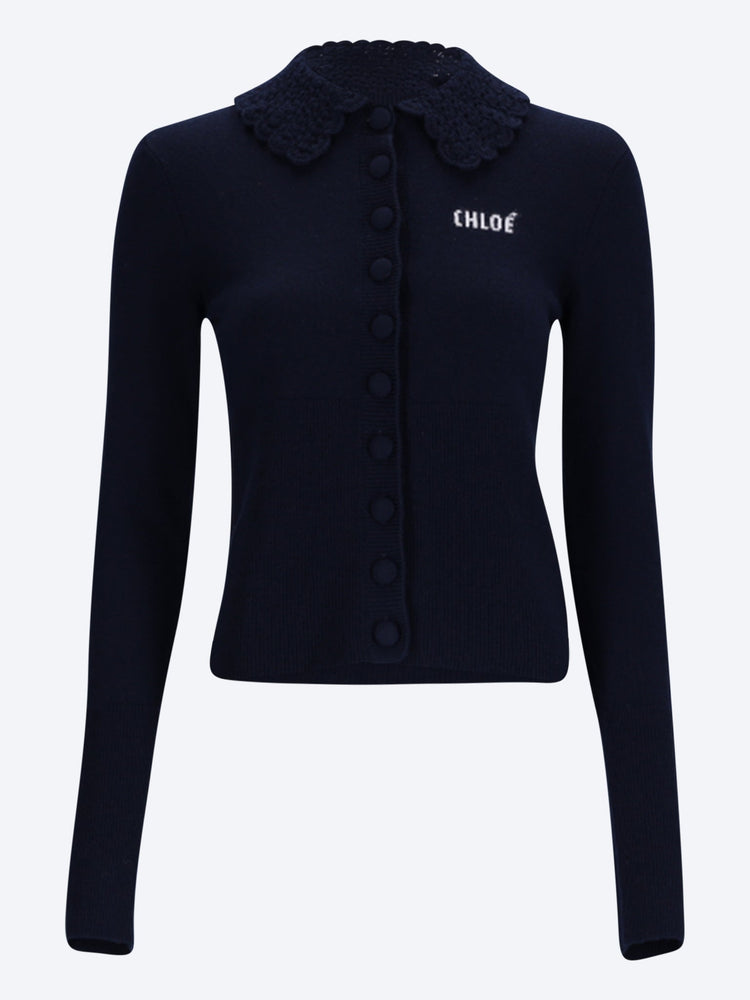 Taillierter Cardigan mit Logo 1