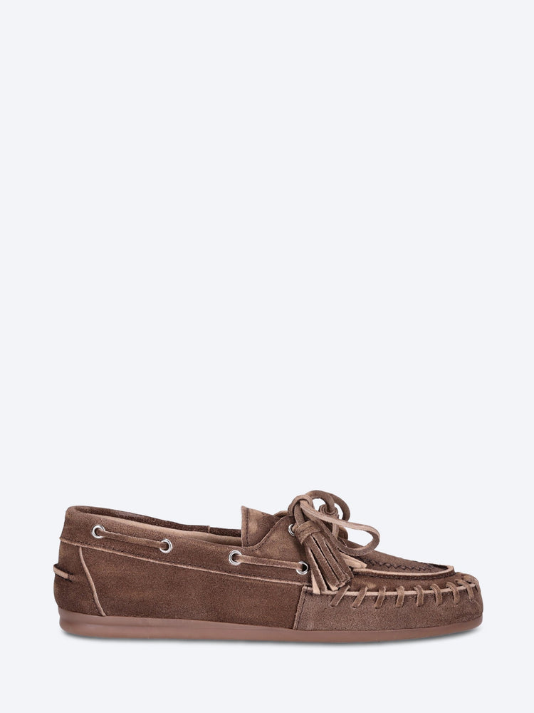 Fringe brushed boat loafers 1