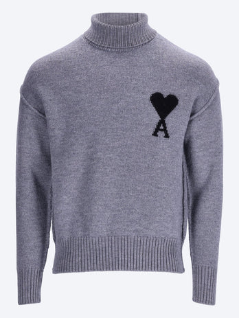Pull col cheminée avec ami de coeur contrasté