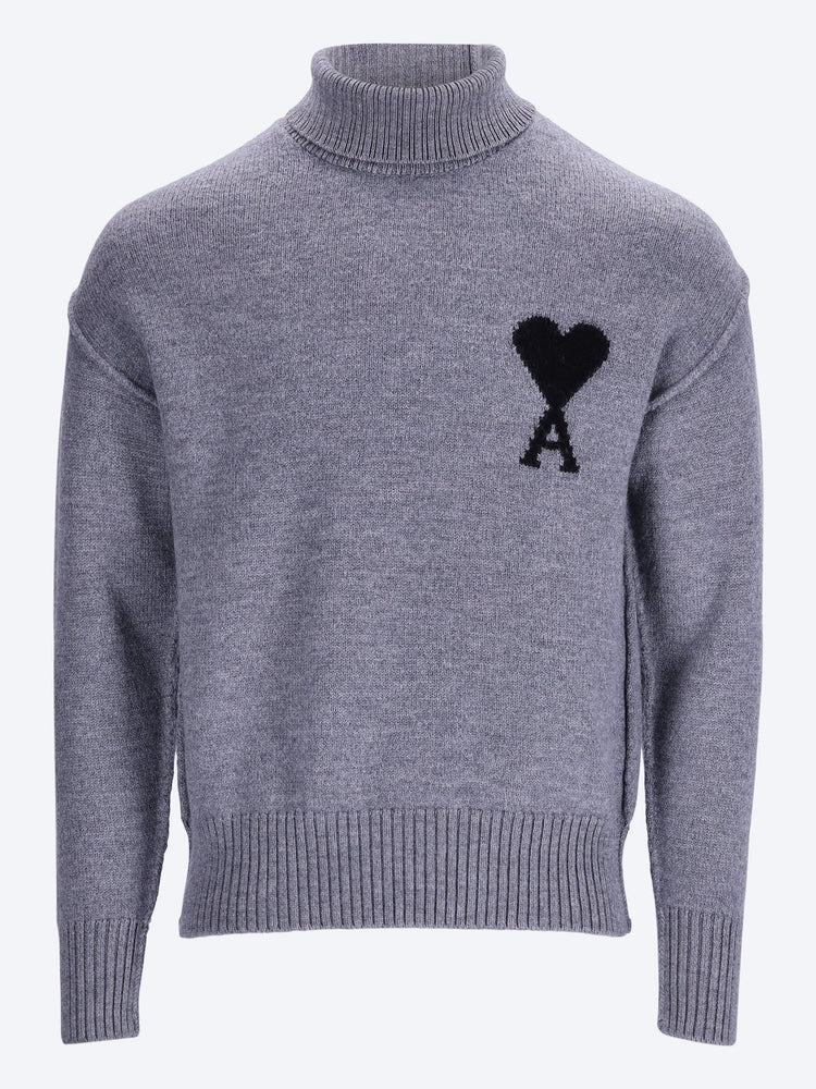 Funnel neck sweater with contrasted ami de coeur 1