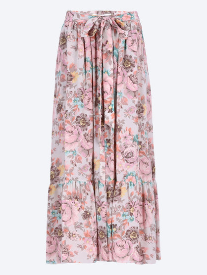 Gathered silk midi skirt