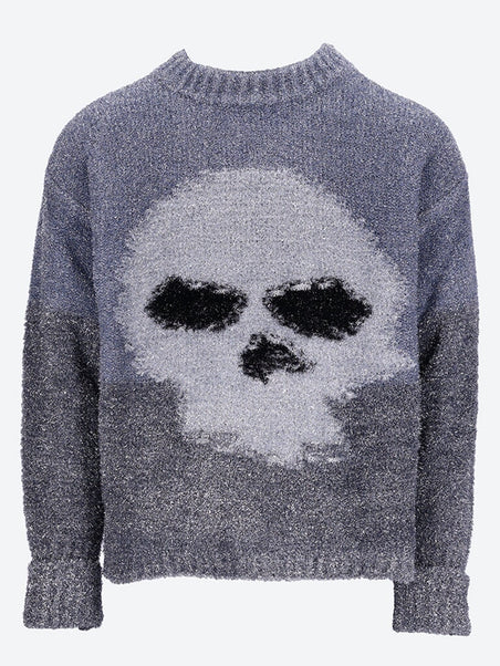 Glitter skull intarsia sweater