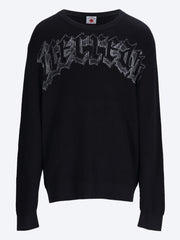 Waffelstrickpullover mit Rundhalsausschnitt und Gothic-Print ref: