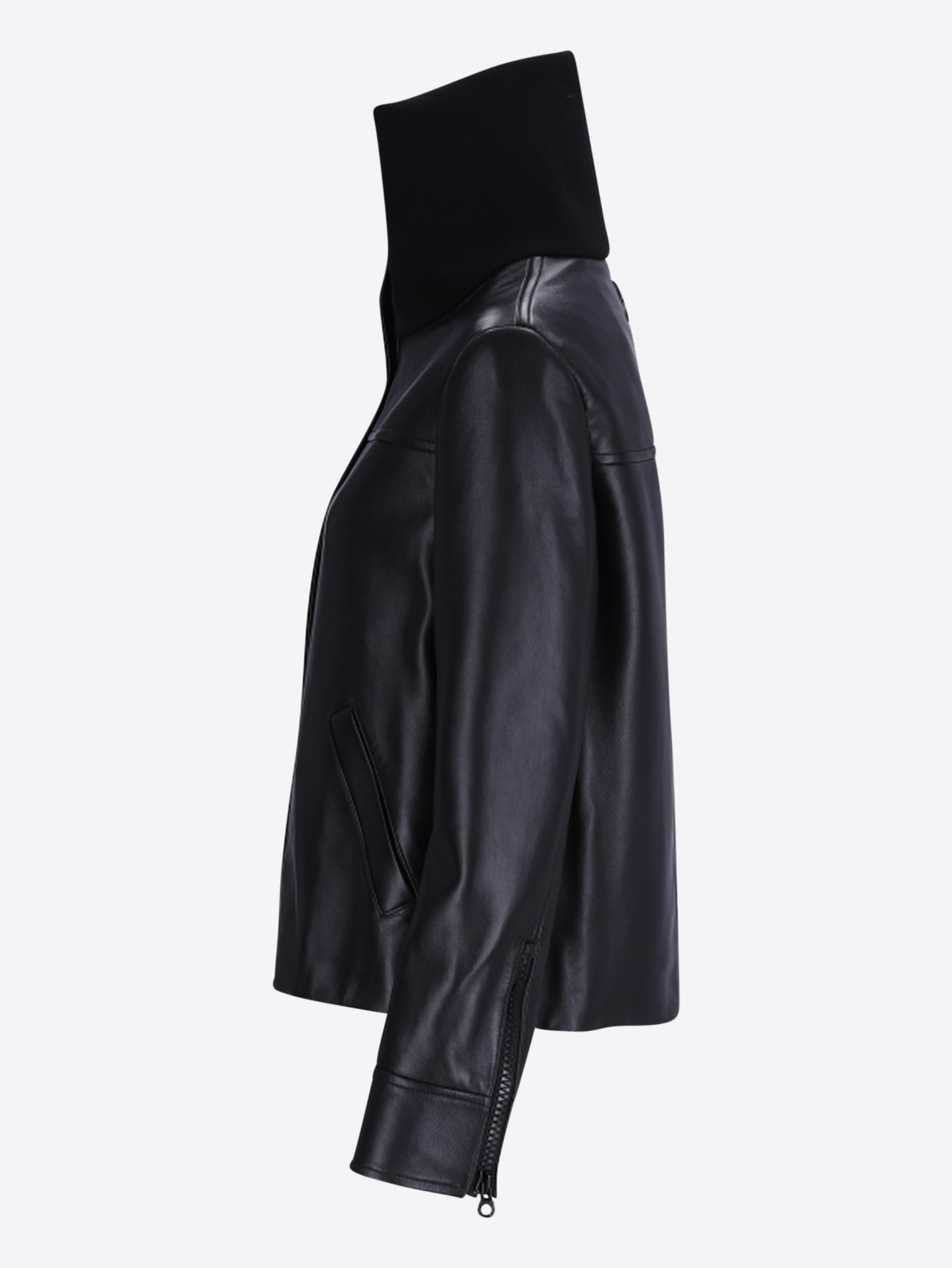 Veste en cuir col montant 2