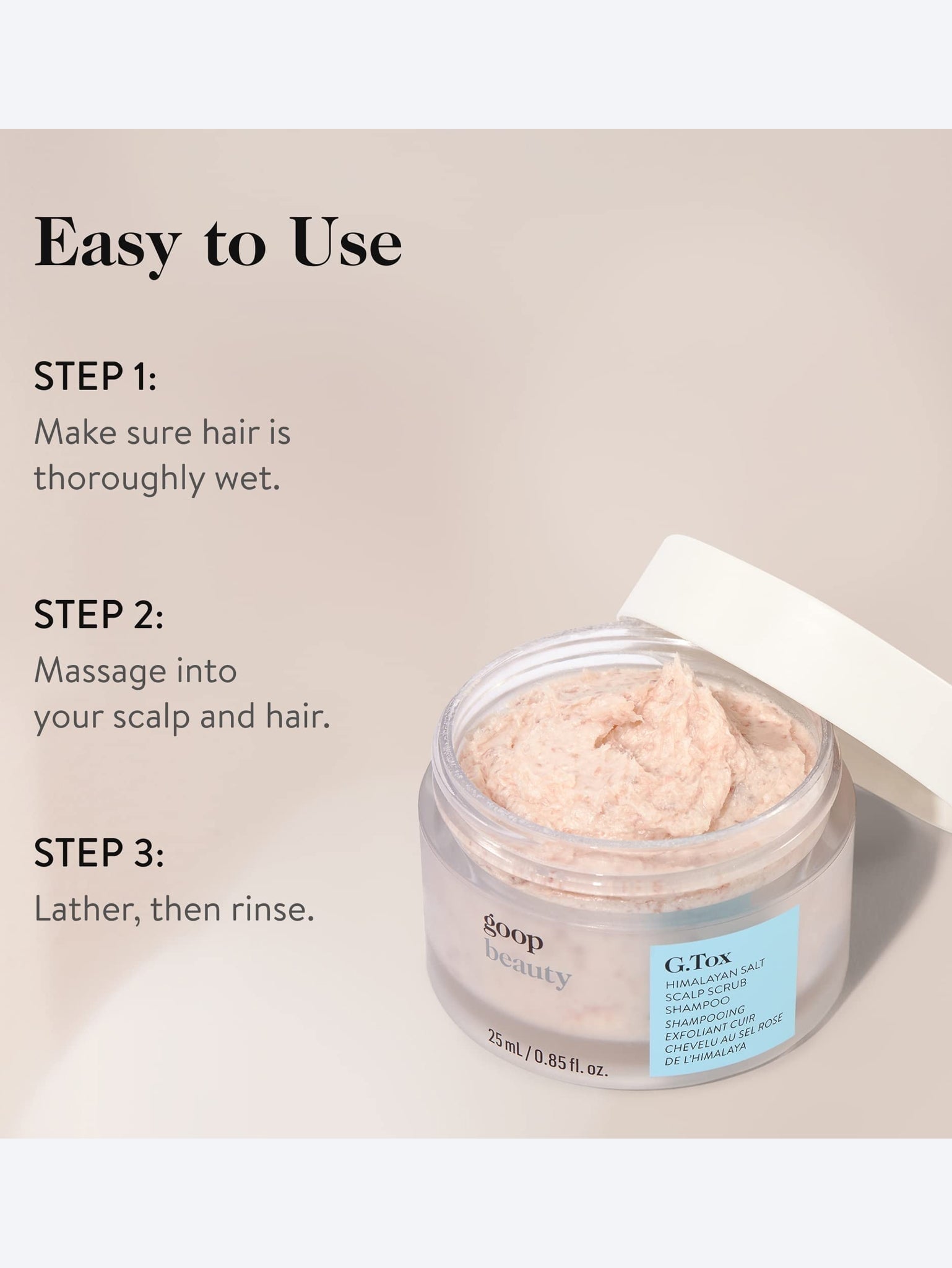 Shampoing gommage pour cuir chevelu au sel de l'Himalaya 5