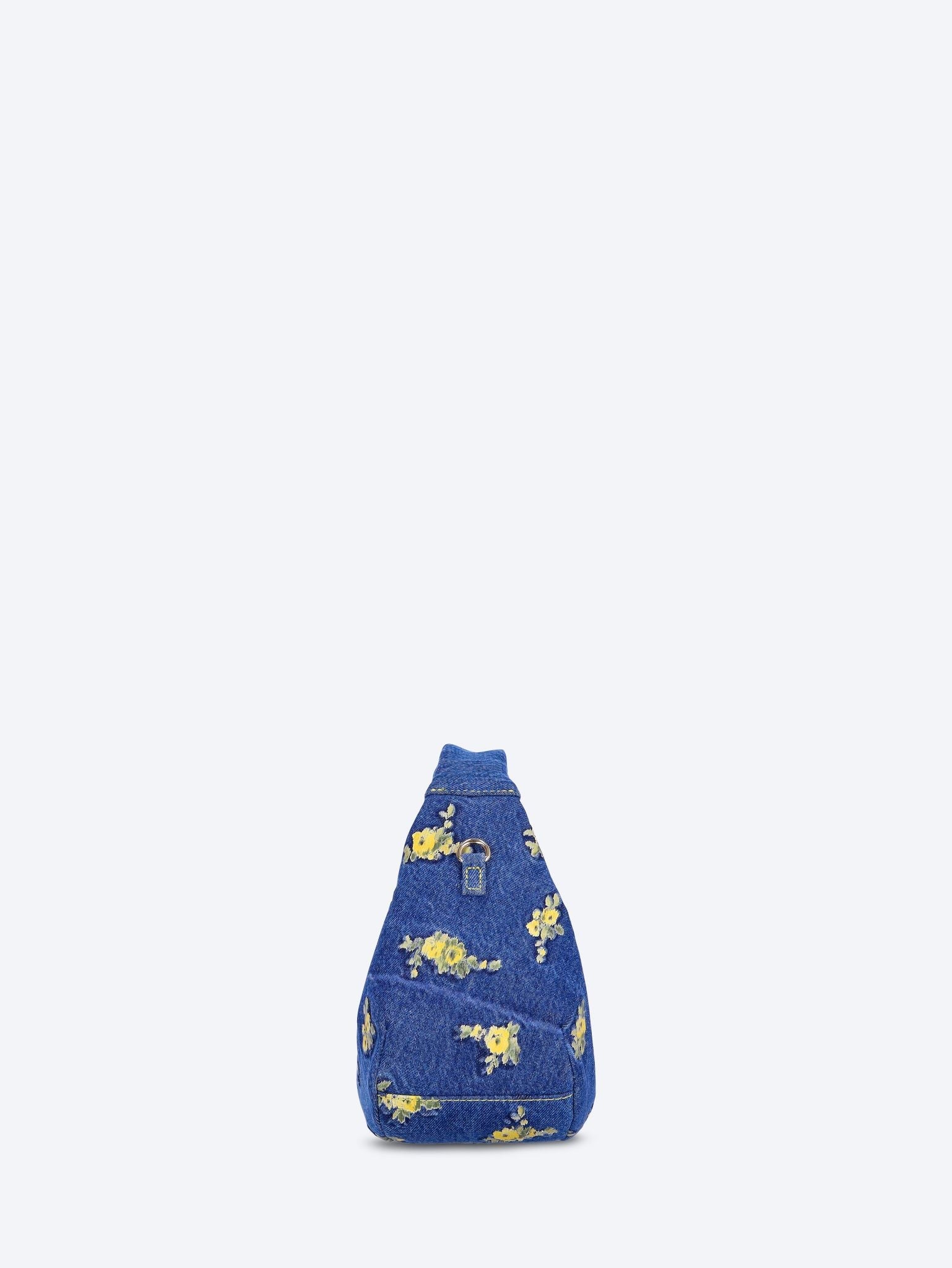 Hobo mini denim flowers debossed bag 3