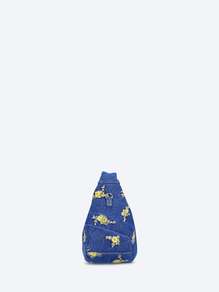 Hobo mini denim flowers debossed bag 3