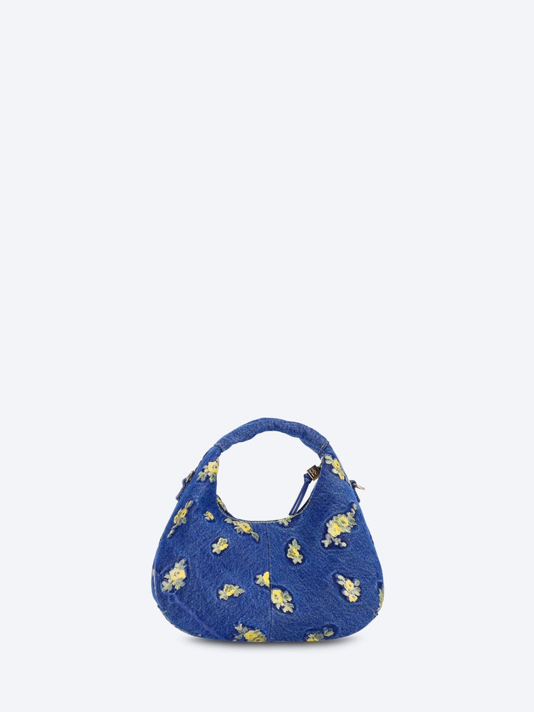 Hobo mini denim flowers debossed bag 4