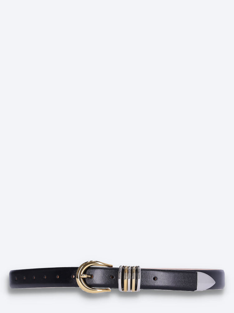Hollyhock silver and gold leather belt 1
