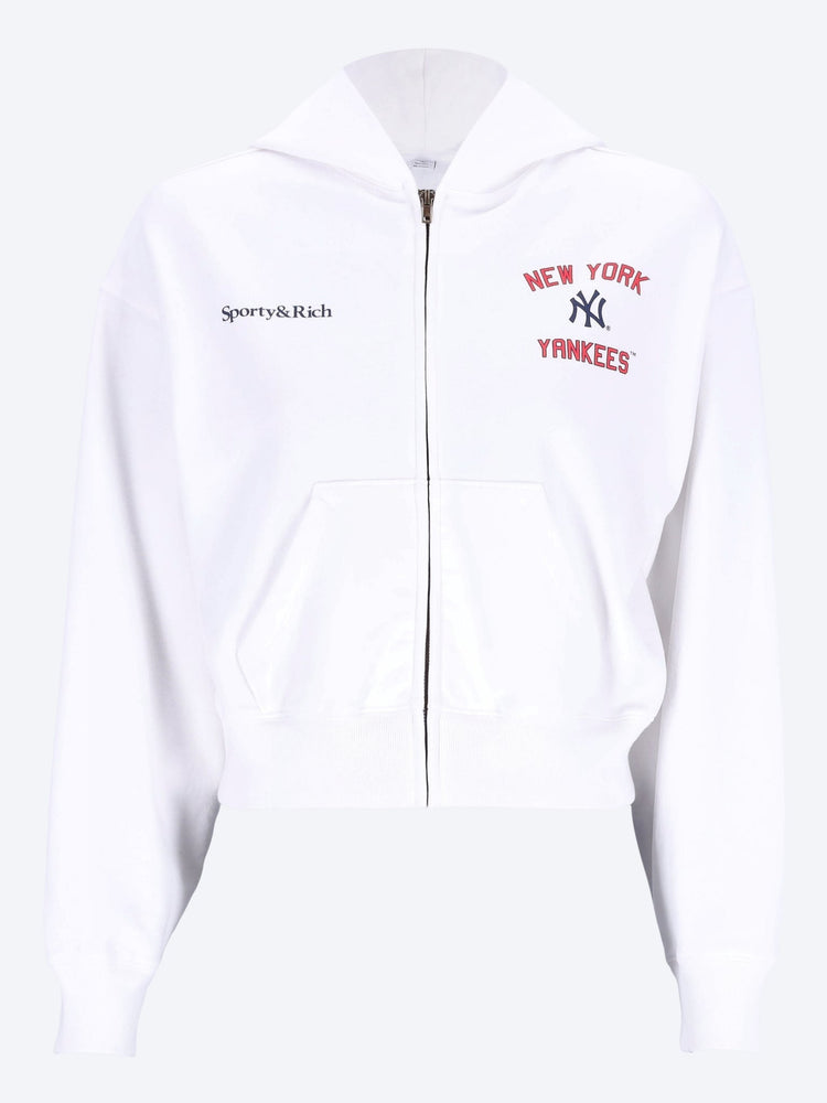 SPORTY AND RICH WOMEN-CLOTHING HOODIES Homerun cropped zip hoodie