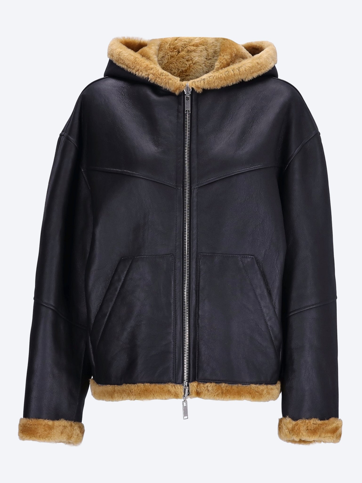 Hoodie shearling bomber reversible jacket 1