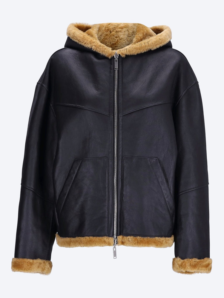 Hoodie shearling bomber reversible jacket 1