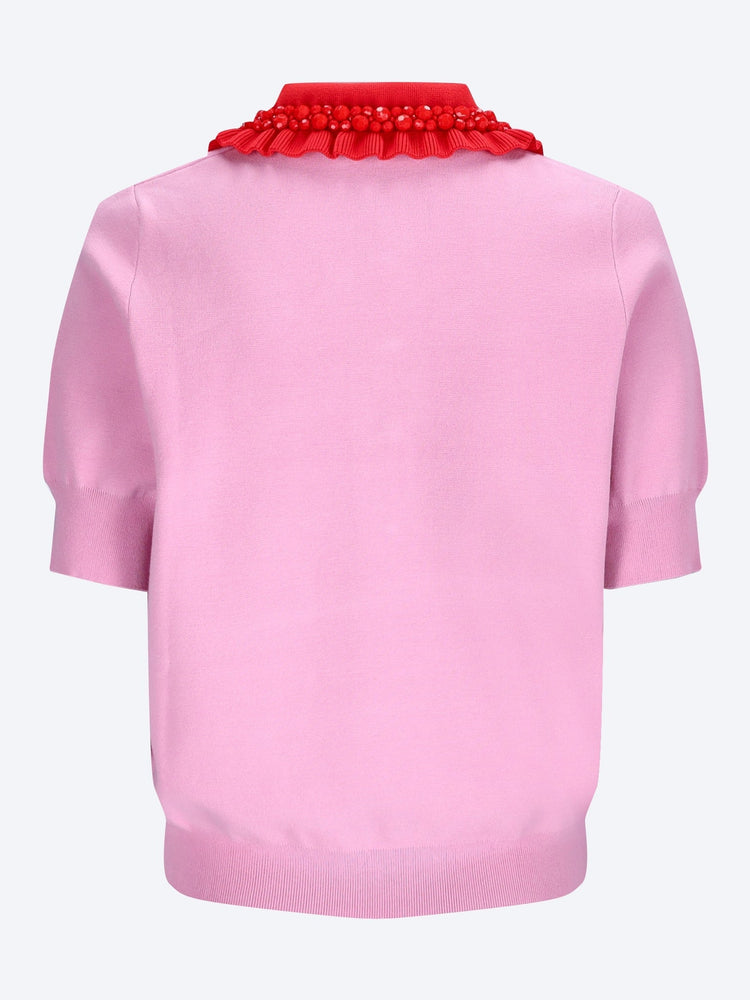 Jewelry embroidered knit polo 2