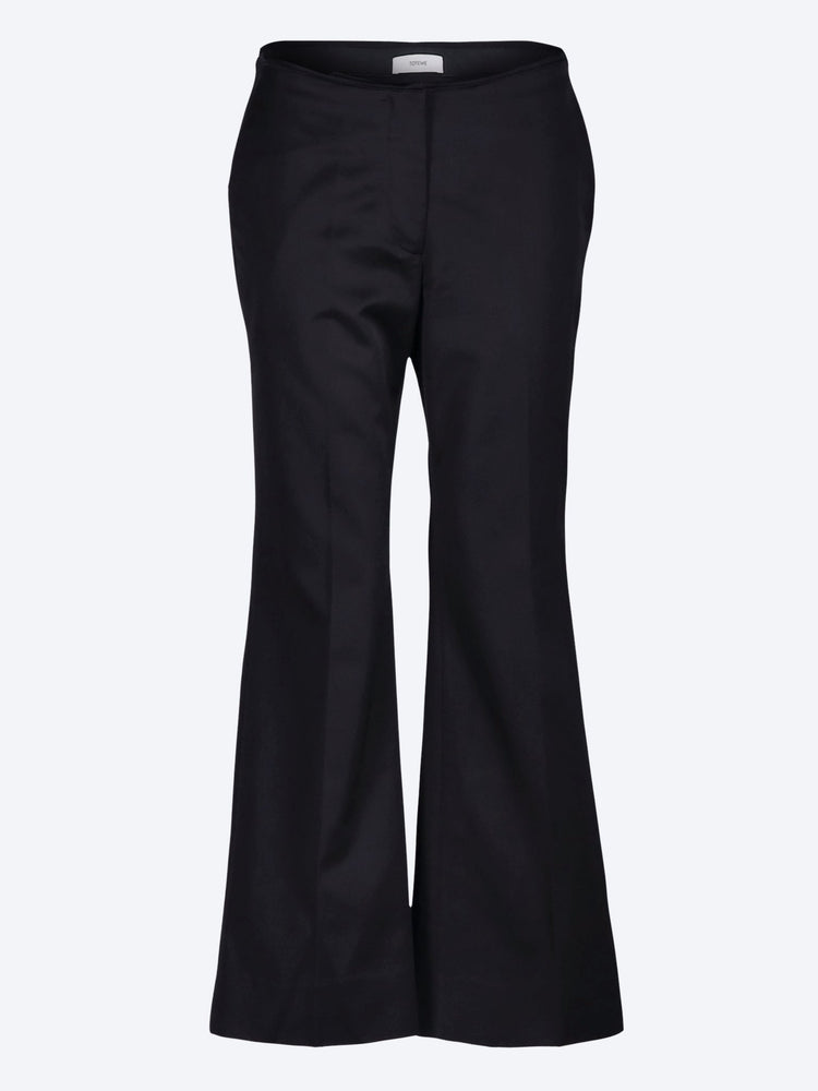 Kick flare raw-edge pants 1