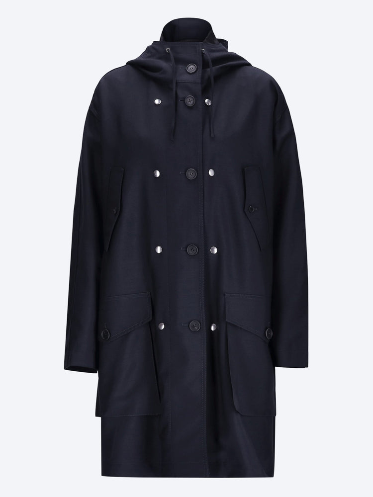 Kid mohair and re-nylon piuma coat 1