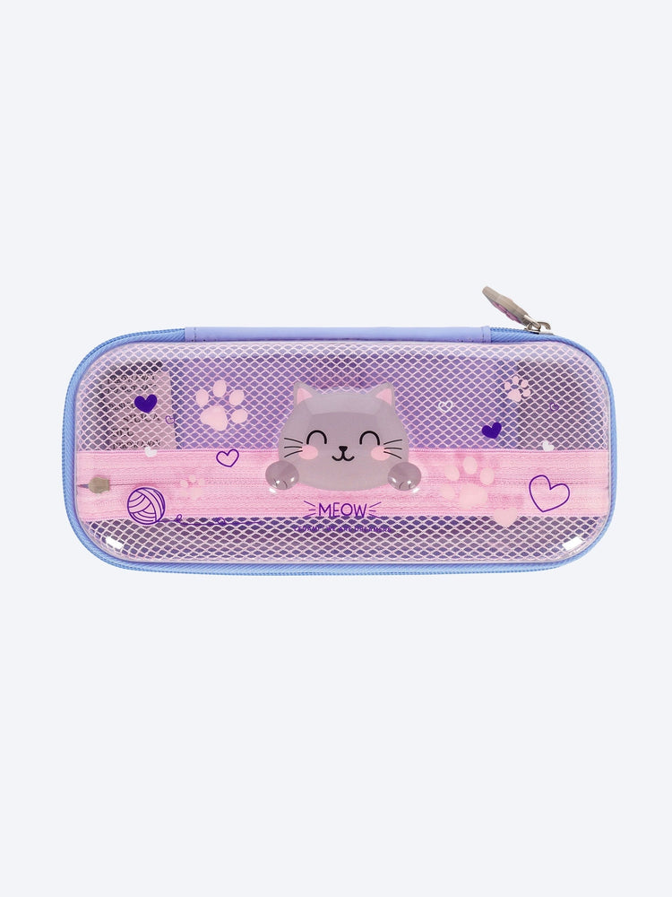 Kitty rigid transparent pencil case - wonderwow 1