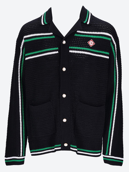 Knit crochet effect tennis jacket