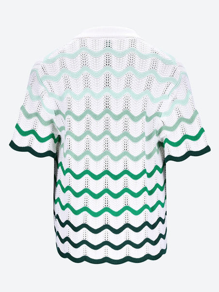 Knit gradient wave texture shirt