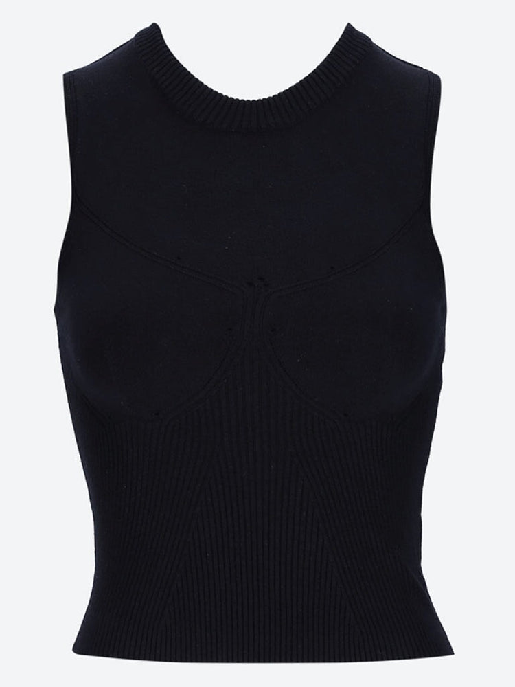 Knit rib sleeveless sweater 1