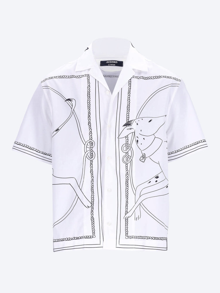 トップス JACQUEMUS 22ss La Chemise Jean Shirt SSENSE Canada Exclusive Blue & White La Casa 'La chemise