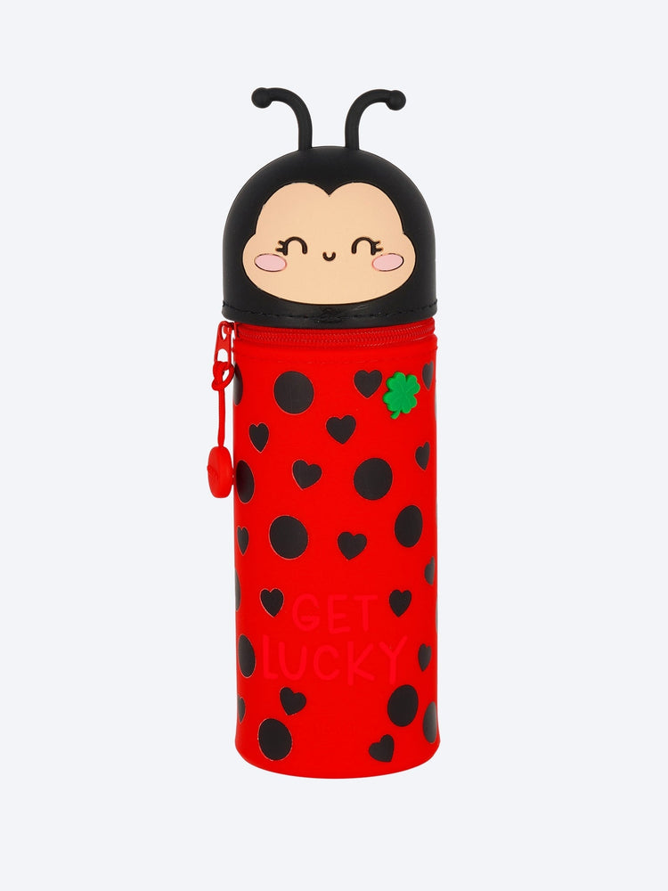 Marienkäfer „Get Lucky“ 2-in-1 Silikon-Federmäppchen – Kawaii 1