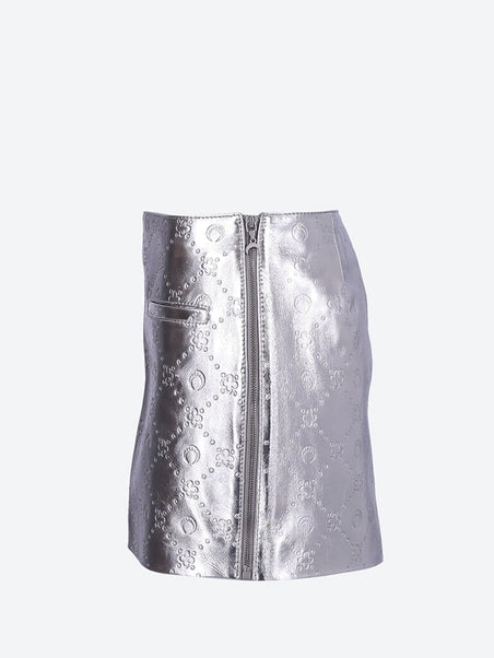 Laminated leather mini skirt