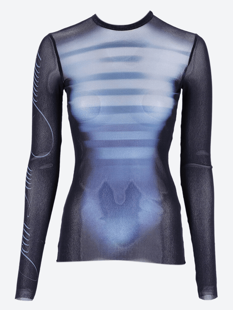 Tシャツ・カットソー JeanPaul GAULTIER MESH CREW NECK TOP PRINTED \