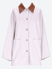 Leather-collar cotton barn jacket ref: