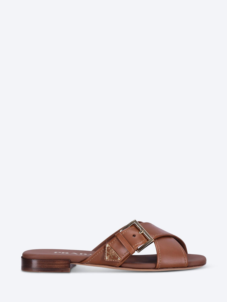 Leather crisscross slides 1