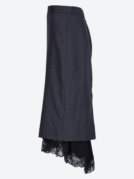 Light pinstripe wool lingerie skirt