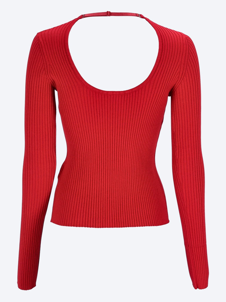 Lingerie strap rib knit sweater 3